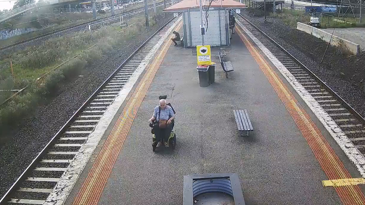 CCTV shows Gary Stapleton on the platform of Jacana Station on April 16. 