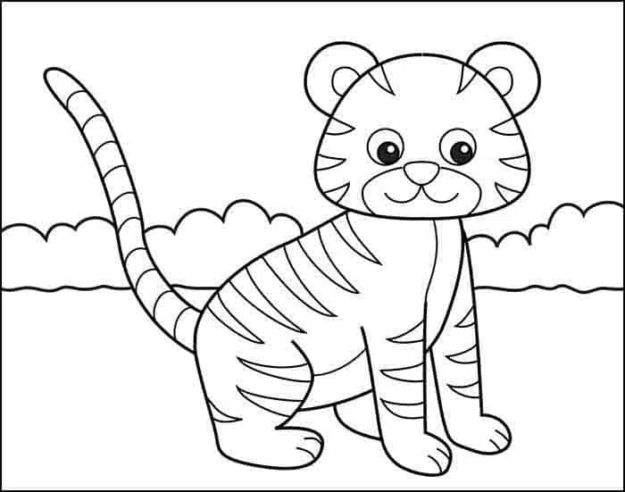 Tiger Face Easy Drawing For Kids | Tiger Drawing For Kids