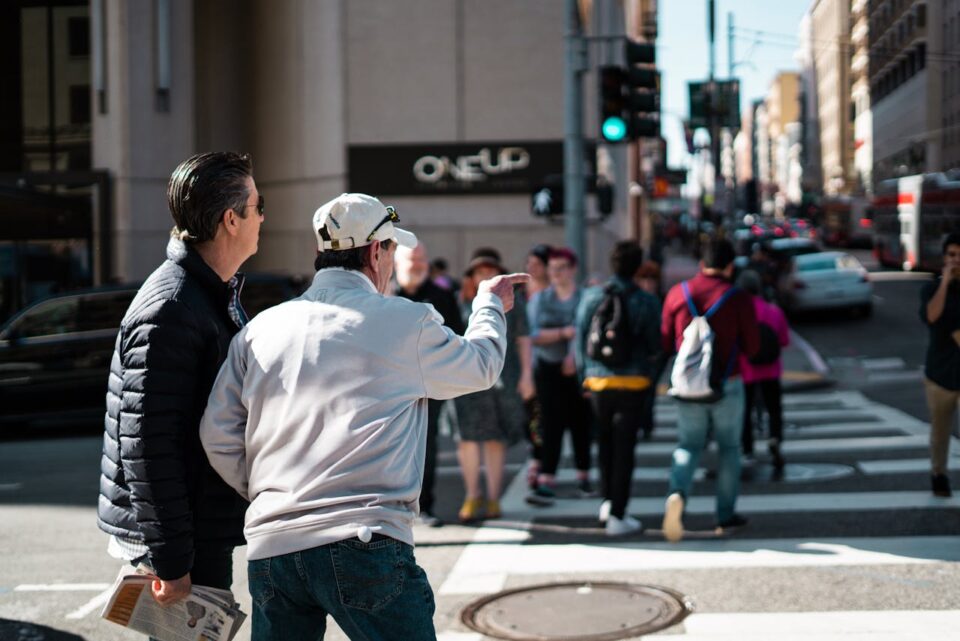 Photo by Rafael Mendoza: https://www.pexels.com/photo/two-men-walking-near-pedestrian-lane-2147175/